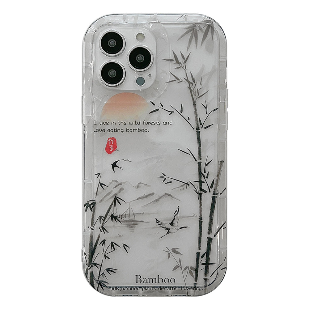 Transparent Phone Case for iPhone 13 Pro Max 6.7 inch Bamboo Forest Ink Painting TPU Cover Transparent Phone Case for iPhone 13 Pro Max 6.7 inch Bamboo Forest Ink Painting TPU Cover